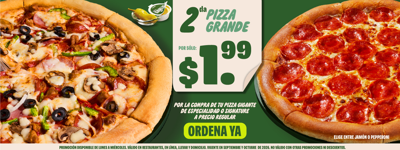 2da pizza a $1.99